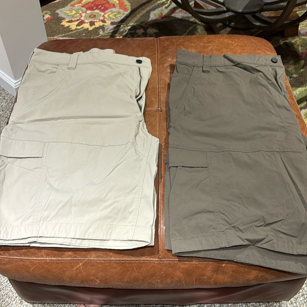 Carhartt 42” waist cargo shorts beige and green 2 pair 1 price NWOT